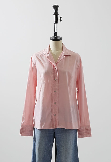 DEADSTOCK H BAR C POLY RAYON WESTERN SHIRT PINK