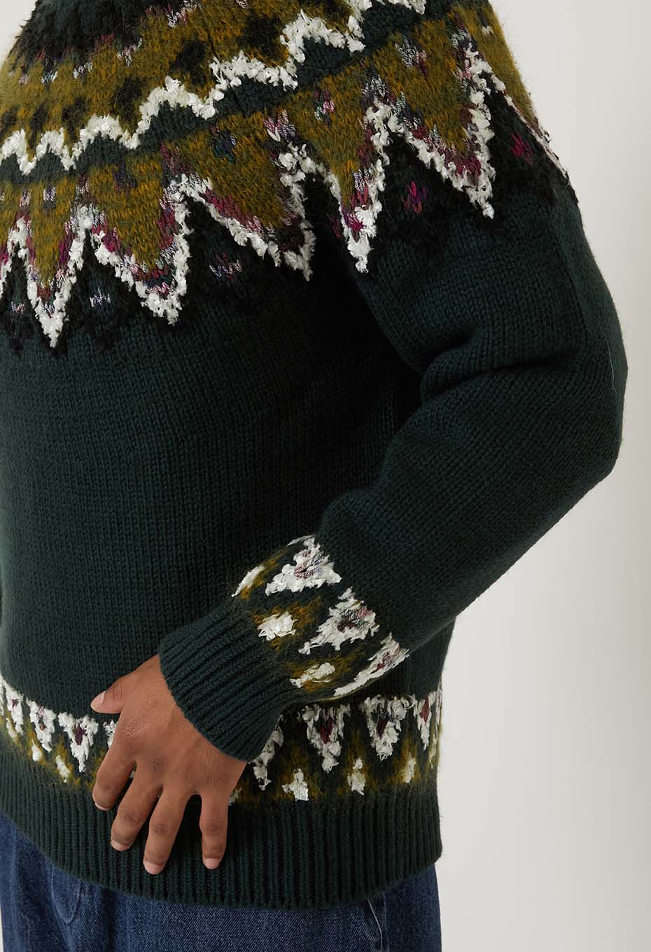 ぽっきりSALE対象 COOHEM MOHAIR NORDIC KNIT SWEATER - トップス