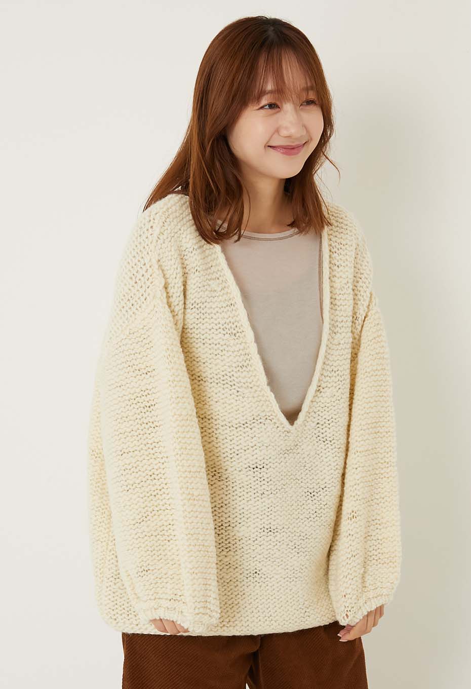 enrica エンリカ ウールニットVネックプルオーバー knit049-mt