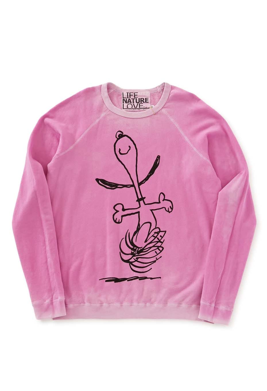 FREECITY FCTRAG085 BASIC GOODNESS HAPPYDANCE SNOOPY RAGLAN(M PINK