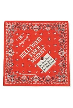 WE NEVER HOLLYWOOD RANCH MARKET バンダナ（ONE / RED）