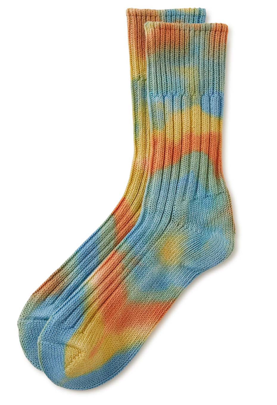 ROTOTO /R1415 チャンキーリブ クルーソックス TIE DYE