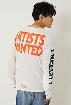 FREECITY /FCTLST142 ARTISTS WANTED PAINT SUPER VINTAGE LONG SLEEVE T