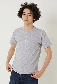 Healthknit ヘンリーネックショートスリーブTシャツ