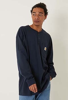 CARHARTT /ルーズフィット ヘビーウェイト LS ポケットヘンリーTシャツ