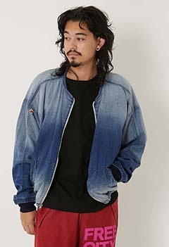 FREECITY /ACTJKT012 LNL INDIGO/SATIN GLASS-CLOUD BOMBER