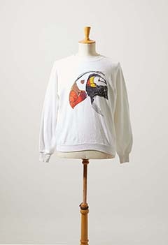 VINTAGE BIRDS PRINT WHITE SWEAT