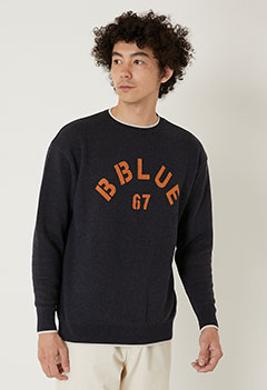 B BLUE 67 メランジコットンニット(S / NAVY)