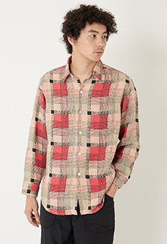 インディアプリント ルースネルチェックシャツ(S / RED)