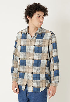 インディアプリント ルースネルチェックシャツ(S / BLUE)