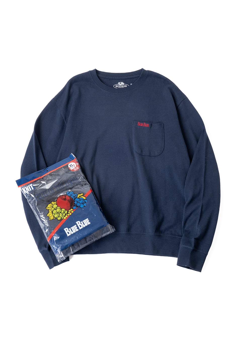 FRUIT OF THE LOOM × BLUE BLUE /ニットライククルーネックポケットシャツ