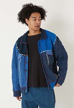 クレイジーパターン トラッカーニットジャケット(M / BLUE)