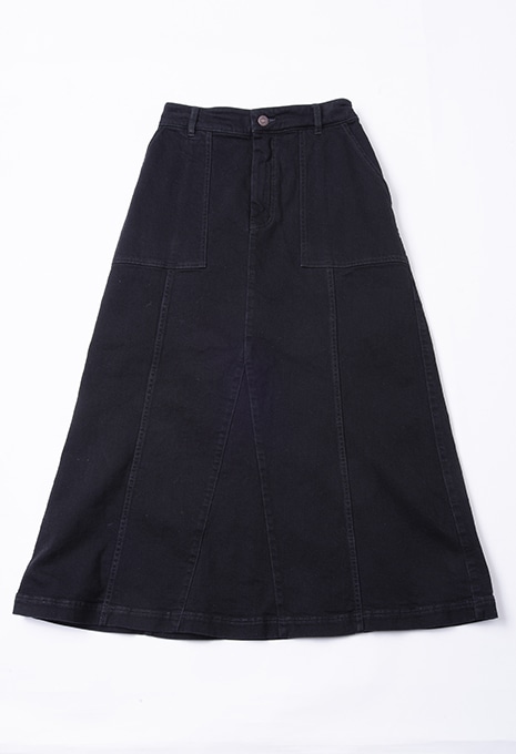 ブラックデニム パネルフェードスカート
