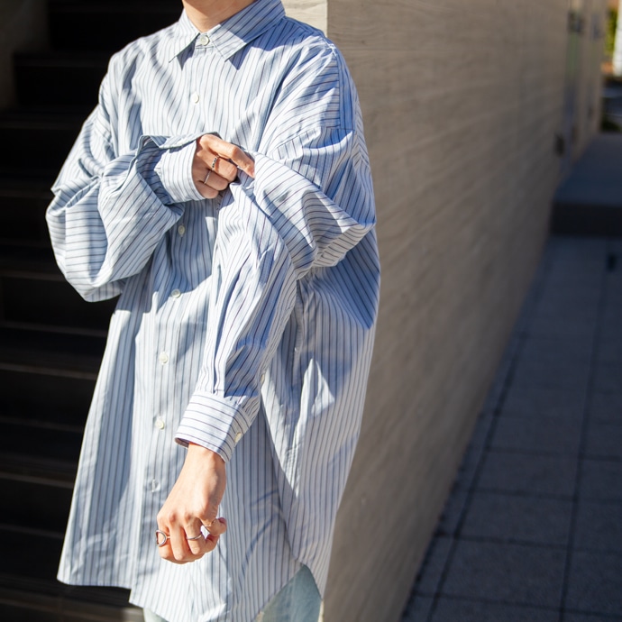 好評特価定価2.6万 新品 LENO オーバーサイズ ストライプ シャツ 3 日本製 シャツ