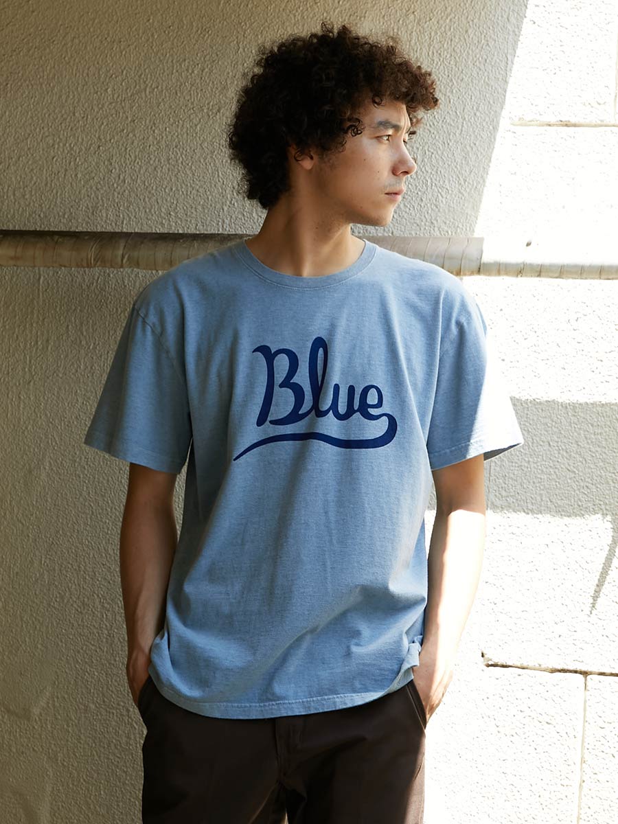 カーシブ Blue プリント メランジ Tシャツ