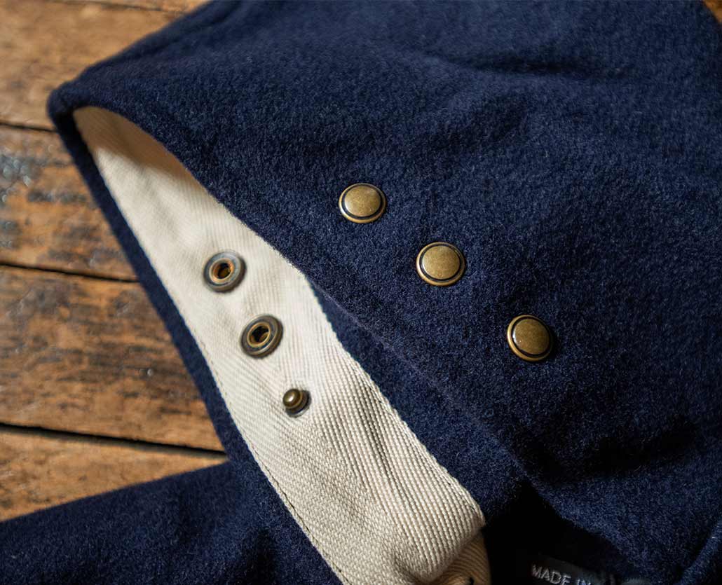 GLOVERALL BLUE BLUE MONTY DUFFLECOAT EXCLUSIVE　襟ディティール  | BLUE BLUE | ブルーブルー