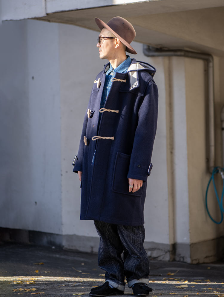 GLOVERALL BLUE BLUE MONTY DUFFLE COAT EXCLUSIVE